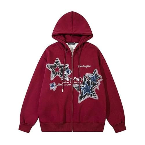 Lafaguw Graphic Hoodies for Women Men Zip Up Star Jackets Fashion Clothing Aesthetic Sweatshirts Gothic Clothes thumbnail 2
