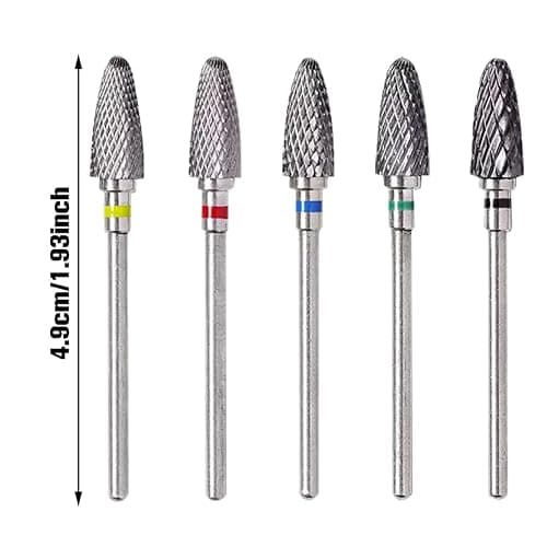 Alicer Bits für Elektrische Nagelfräser, 5 Stück Wolframcarbid Nagelfeile Bits, Professionelle Nagelfräser Aufsätze für Nagel Gel, Acryl Nagel, Maniküre Pediküre thumbnail 2