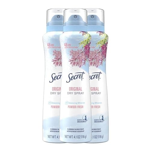 Secret Dry Spray Antiperspirant Deodorant for Women, 48hr Weightless Sweat & Odor Protection, Gentle on Skin, Powder Fresh Scent, 4.1 oz (Pack of 3) - Image 1