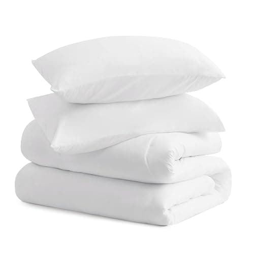 CozyLux White Full Size Comforter Set, 3 Pieces Solid Breathable Quilted Style Bedding Sets, Luxury Fluffy Soft Bed Set with Down Alternative Comforter for All Season (1 Comforter & 2 Pillowcases) thumbnail 9