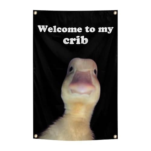 Welcome to My Crib Flag 2x3 Feet Funny Duck Flag Indoor and Outdoor Decorations with Brass Grommets for Home Decor, University Dormitory, Party Events, Bedhead Background, Gifts - Image 1