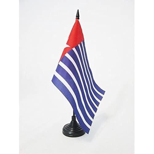 Republic of West Papua Table Flag 5'' x 8'' - Free Papua Movement Desk Flag 21 x 14 cm - Black plastic stick and base - AZ FLAG - Image 1
