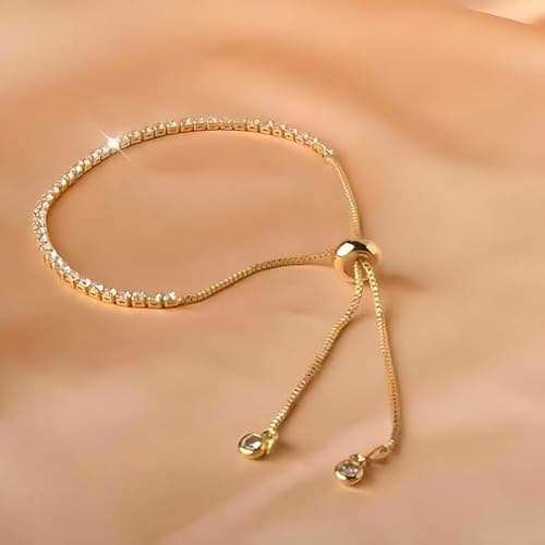 JO WISDOM Tennis Bracelets for Women 2mm Cubic Zirconia Adjustable Slider Bracelets Tennis Bracelet Fashion White/Gold Jewelry Birthday Gifts for Women thumbnail 5