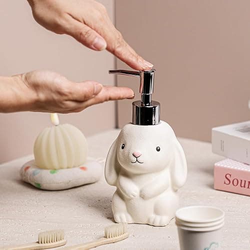 RockTrend Rabbit Ceramic Soap Bottle Lotion Bottle Soap Dispenser with Pump thumbnail 3