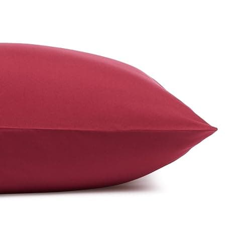 Amazon Basics Lightweight Super Soft Easy Care Microfiber 4 Piece Bed Sheet Set with 14-Inch Deep Pockets, Comfortable Queen, Burgundy, Solid thumbnail 5
