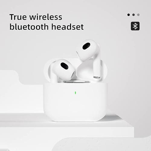 AAZ Wireless 5.2 Bluetooth Headphones, Wireless Gaming Earbuds with Stereo Sound, in-Ear bass Sports White Headphones with Built-in Microphone thumbnail 2