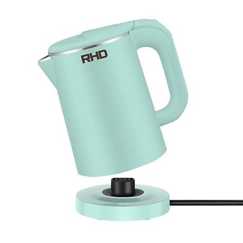 RHD Small Electric Kettle 0.8L, 1000W Fast Boil, Stainless Steel, Green | Auto Shut-Off, Boil-Dry Protection, Mini Travel Kettle for Dorm Hotel, Coffee Tea RV Office - Image 1