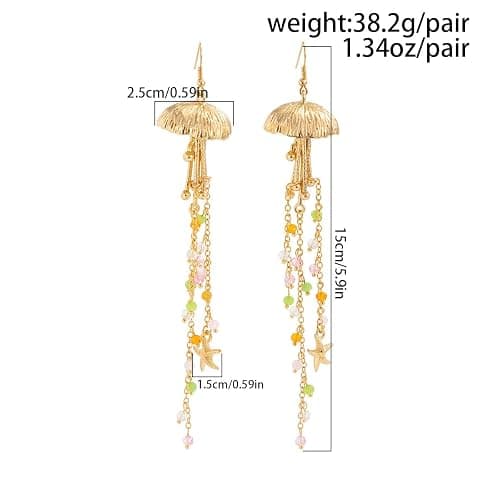 BOOZIQ Gold Starfish Earrings for Women Sea Shell Earrings Summer Beach Long Dangle Drop Earring Ocean Themed Dangling Earring Boho Beach Mermaids Jewelry thumbnail 7