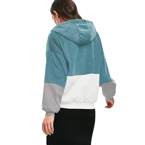 ZAFUL Women's Corduroy Loose Jacket Vintage Raglan Sleeve Casual Coat Hooded Windbreaker thumbnail 4