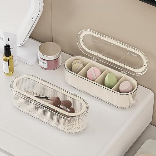Siehpa3 Makeup Brush Holder Organizer, Clear Acrylic Makeup Sponges Organizer, Cosmetic Storage Case with Lid, Display Case for Vanity thumbnail 4