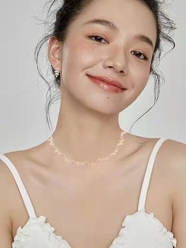 Enrwin Austrian Crystal Rhinestone Choker Necklace Elegant Flower Leaf Chain Necklace Jewelry for Party Prom Costume Accessories for Women thumbnail 2