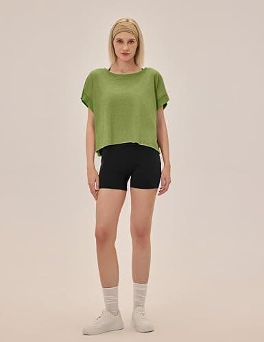 UNIANKIYA Open Back Workout Tops for Women Loose Fit Athletic Crop Tee Short Sleeve Gym Running Yoga Shirt thumbnail 3