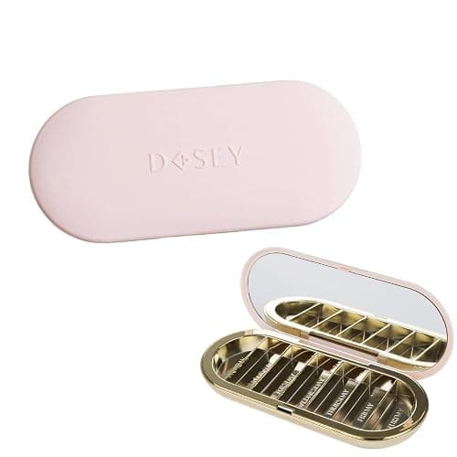 Dosey 7 Day Pill Compact Travel Pill Organizer - Pill Case with 7 Pill Compartments for Medicine Storage & Protection – Stylish & Elegant Medication Organizer with Mirror, Blush - Image 1