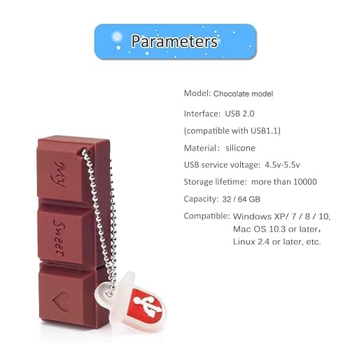 64GB USB Flash Drive Chocolate-Shaped, BorlterClamp Novelty USB Drive Thumb Drive Memory Stick for External Data Storage thumbnail 6