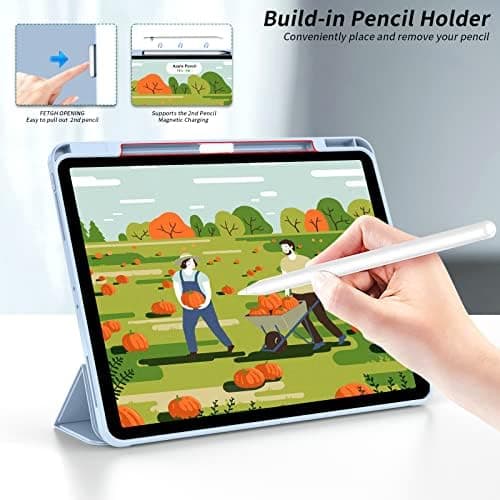 KenKe Case for iPad Pro 12.9 Inch (6th/5th, 2022/2021), for iPad Air 13 Inch (M3/M2, 2025/2024) with Pencil Holder, Smart Trifold Stand Cover & Auto Wake/Sleep for iPad Pro 12.9 Case, Sky Blue thumbnail 5