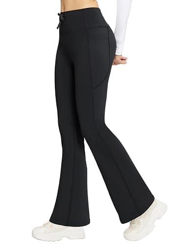 baleaf Women's Fleece Lined Pants Winter Thermal Warm Bootcut Flare Leggings Hiking Yoga Pants with Zip Pockets Cold Weather - Image 1