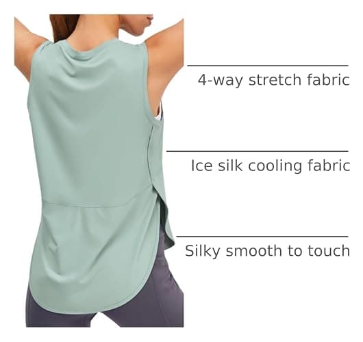 JOYSPELS Ice Silk Workout Tank Tops for Women Cool-Dry Sleeveless Loose Fit Yoga Shirts Athletic thumbnail 4