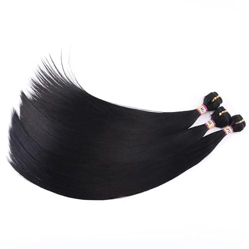 3 Bundles Silky Straight Synthetic Hair Weave Extensions 16 18 20 Inches Mixed Color Black Hair Weft (1#) thumbnail 6