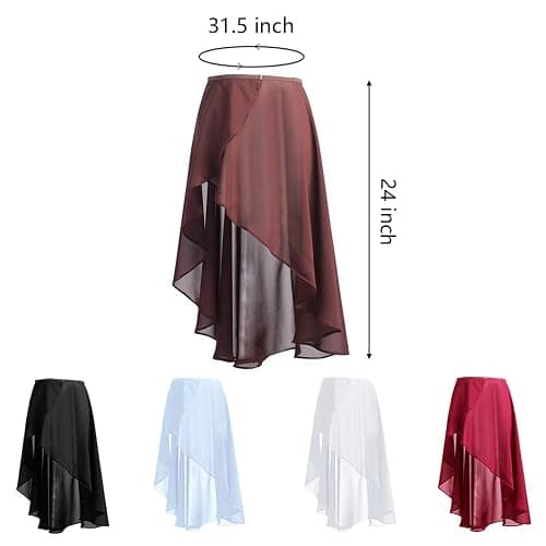 ENASGLOO Women Teen Girls Ballet Skirt Chiffon Dance Dancewear, Adjustable Waist Wrap Skirt thumbnail 5