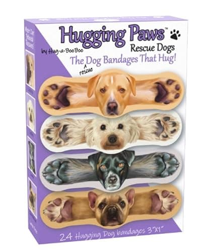 Hug-a-BooBoo Adorable Dog Bandages - Unique Rescue Dog Paintings! 24 Ct Mix (French Bulldog, Poodle, Lab) - Image 1