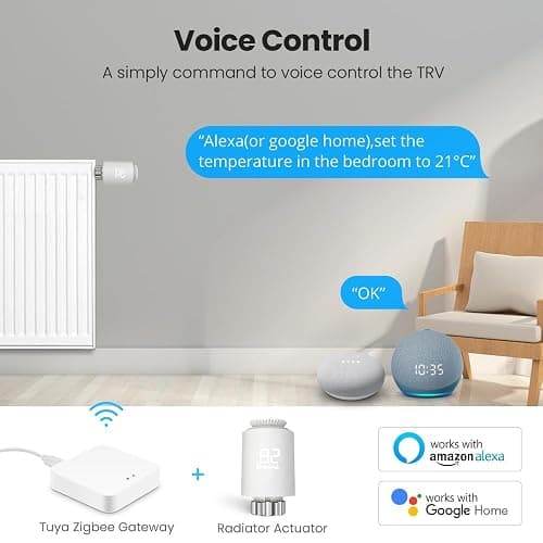 Smarte Heizkörperthermostat, Smart Heating Thermostat mit App-Funktion, Programmierbar, Sprachsteuerung,kompatibel mit Amazon Alexa/Home Assistant/ZigBee (1 Stück) thumbnail 6