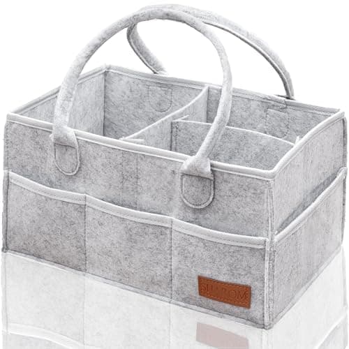 Essential Baby Caddy for Newborns. Spacious, Sturdy & Portable Diaper and Nappy Caddy for Newborn Essentials, Nursery Storage Basket & Organiser for Baby Shower Gifts & Registry Must-Haves Grey - Image 1