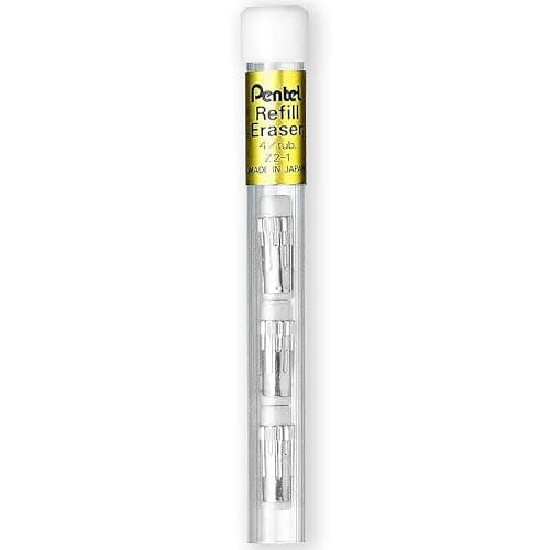 Pentel P205-97C Mechanical Automatic Pencil - Pastel Floral Range - Single + 12 Hi-Polymer HB 0.5mm Refill Leads + Z2-1N Eraser Refills Tube of 4 (Pastel Blue) thumbnail 5