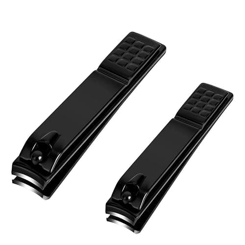 Nail Clippers Set, Sharp Stainless Steel Fingernail Clipper & Toenail Clippers, Black Nail Cutter, Large and Small 2 Piece Set. - Image 1
