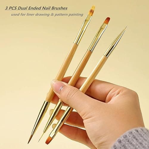 FULINJOY 5PCS Dotting Pens and 3PCS Nail Painting Brushes, Double-Ended Acrylic Nail Art Liner Brush Dotting Pen for Gel Polish Nail Paintings 3D Nail Pattern Detail Brush, Nail Art Design Tools thumbnail 6