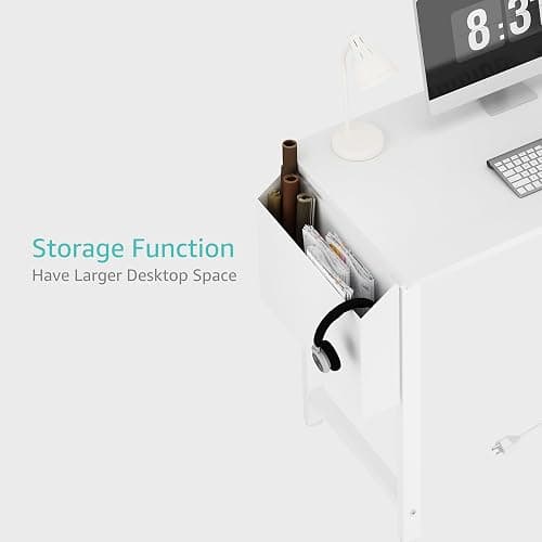 Lufeiya White L Shaped Computer Desk with Power Outlet Shelves, 40 Inch Small Reversible Corner Desk for Small Space Home Office, L-Shaped Desk PC Desks, White thumbnail 9