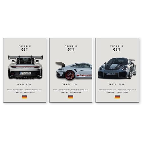 VejiA Car Poster Canvas Wall Art 911 GT Turbo Posters For Men Bedroom Aesthetics Decor (16x24, Unframed 2) - Image 1