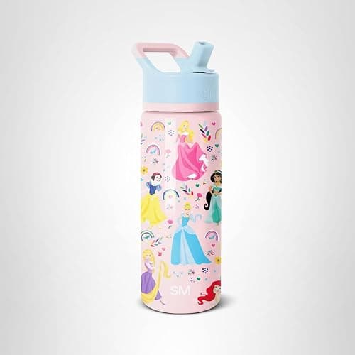 Simple Modern Kids Summit Water Bottle with Straw Lid | Disney Princess 18oz Stainless Steel Cup Insulated Tumbler for Girls, School | Princess Rainbows thumbnail 8