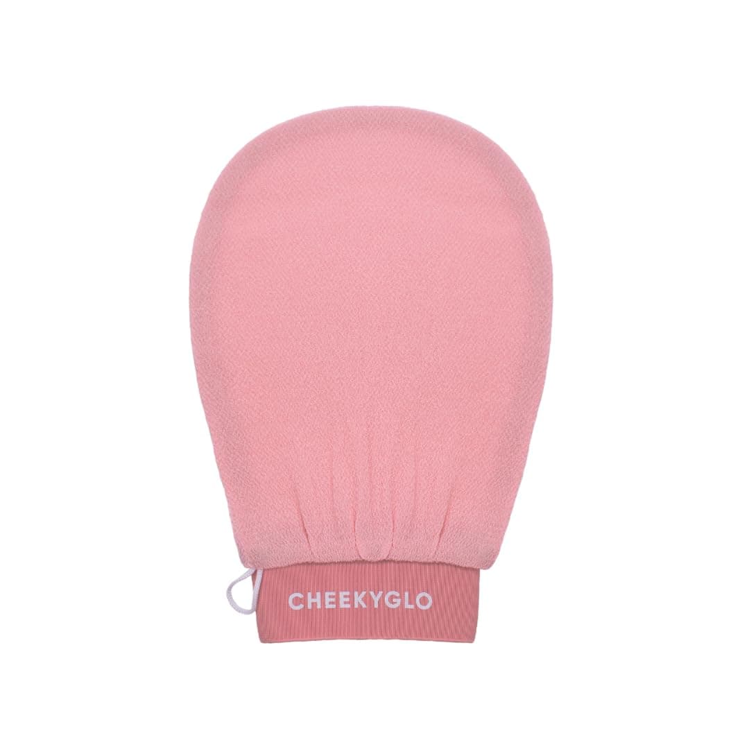 CheekyGlo Premium Exfoliating Body Glove (Pink) | 100% Vegan Viscose | Traditional Body Scrub | Kessa Korean Washcloth | Body Exfoliator For Self-Tan, Keratosis Pilaris & Dry Skin | The Original TikTok Viral Exfoliating Glove - Image 1