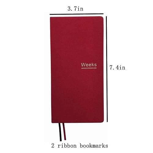 Undated Weekly Planner Notebook Pocket Organizer Appointment Book Journal Notebook A6 Week Plan Notepad (Red with cover) thumbnail 2
