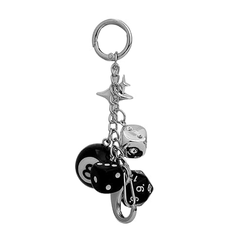 Black 8 Ball Dice Charm Keychain - Cute Bag Purse Handbag Accessories, Y2K Aesthetic Key Chain for Women Men Birthday Gifts for Friend (10x5cm) thumbnail 2
