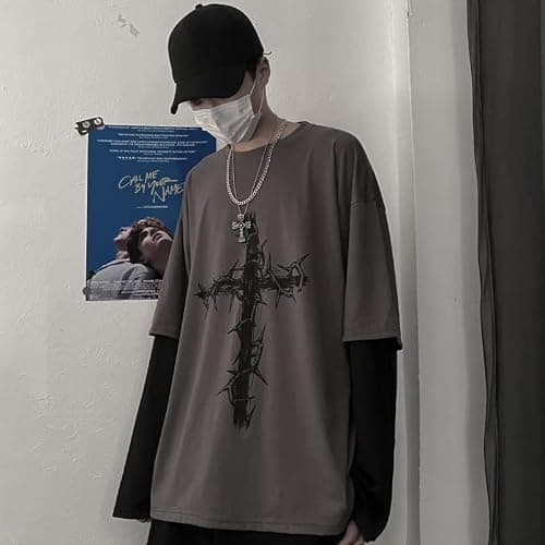 LAVASEON Harajuku Oversized Striped T-Shirt Long Sleeve Crew Neck Casual Matching Couple Streetwear Pullover thumbnail 4