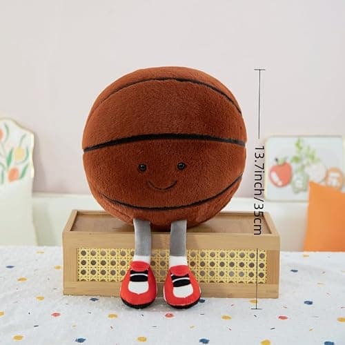 XIZHI 13.7" Cute Football Plush Toys Soft Stuffed Sport Throw Pillow Plush Ball Gift for Kids Birthday and Christmas Decoration (Basketball) thumbnail 3