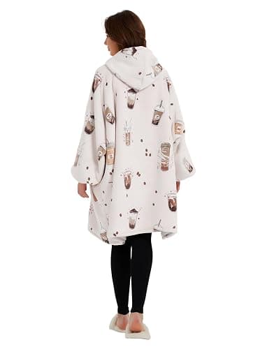 KFUBUO Wearable Blanket Hoodie for Adults Sherpa All Patterns Oversized Sweatshirt Blanket with Pocket thumbnail 3