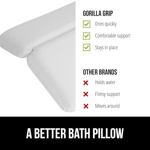 GORILLA GRIP Bath Pillow for Tub, Headrest for Neck and Back Support, Luxury Bathtub Pillows, Hot Tub Cushions, Bathroom Accessories for Women, Relaxing Spa Gifts for Mom Wife Girlfriend 2 Panel White thumbnail 7