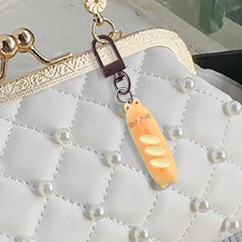 4Pcs French Bread Cute Keychain Key Rings for Backpack Purse - Cat, Rabbit, Dog, Bear Resin Creative Pendant Charms - Kawaii Accessories for Women thumbnail 4
