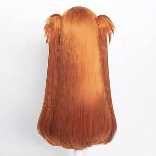 Wiggy Mermaid Ginger Orange Wig with Pigtails Cosplay Wig + Hairpin Anime Pigtails Womens Long Straight 2 Ponytails Halloween Hair Wigs + Cap thumbnail 5
