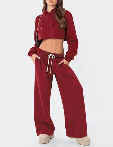 HeSaYep Women's Fleece Lined Sweatpants Wide Leg Thermal Winter Warm Baggy Sweat Pants with Pockets thumbnail 6