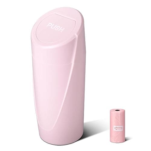 SGLRT Pink Mini Leakproof Vehicle Trash Bin with Lid - Garbage Can for Car Cup Holder - 20pcs Trash Bags - Car Organizers and Storage for Front Back Seat Accessories - Image 1