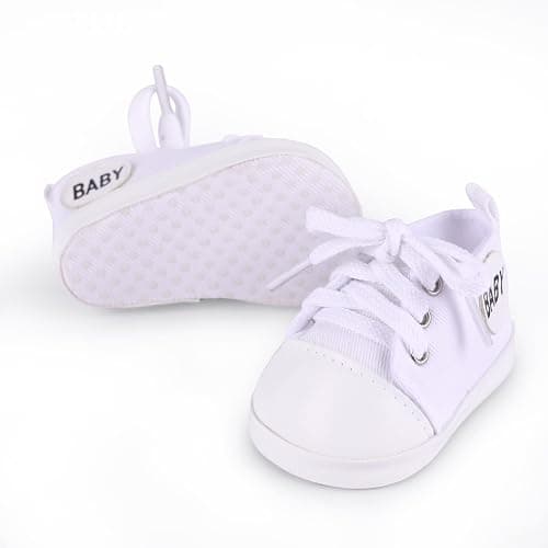 BABESIDE Reborn Baby Doll Shoes, 17-22 Inch Baby Doll Accessories Doll Canvas Shoes with Laces for Realistic Babydolls Girls & Boys, White with Letter Pattern thumbnail 4