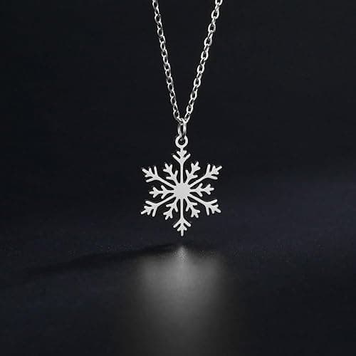 vdwv Stainless Steel Christmas Necklace Simple Elk Christmas Tree Snowflake Santa Pendant Necklace for Women Christmas Jewelry Winter Snow Clavicle Chain thumbnail 4