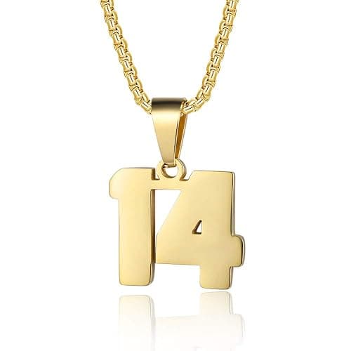 Number Necklaces Personalized Necklaces 18K Gold Plated Initial Number Pendant Stainless Steel Chain Sports Necklaces for Men Women - Image 1