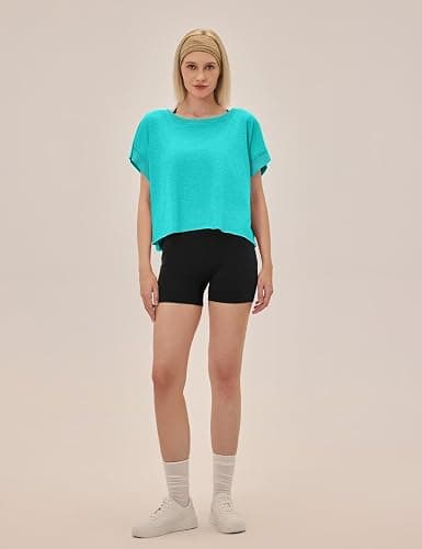 UNIANKIYA Open Back Workout Tops for Women Loose Fit Athletic Crop Tee Short Sleeve Gym Running Yoga Shirt thumbnail 3