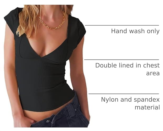 ForeFair Women Sexy Deep V Neck Backless Tank Top Slim Fit Summer Casual Y2k Crop Short Sleeve Top thumbnail 4