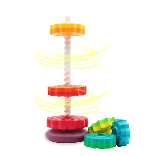 LUCKFUTURE Educational Spinning Stacking Toys, Rainbow Stacking Rings Baby Toy, Montessori Sensory Learning Toy for Girls and Boys Toddlers Toys for 1-3 Year Old thumbnail 4