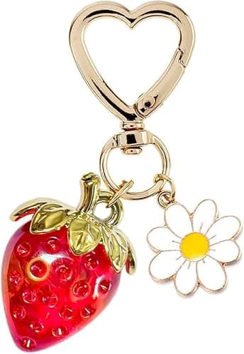 SIGZKK Cute Cherry Strawberry bag charms keychain purse accessories charm for women handbags Kawaii Flower Car Key Chain thumbnail 7